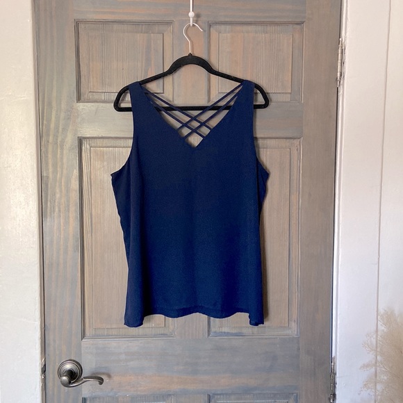 Maurices Navy Blouse with Criss-Cross Detailed Back - Picture 2 of 2